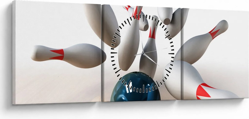 Kép - bowling (órával) (90x30 cm)