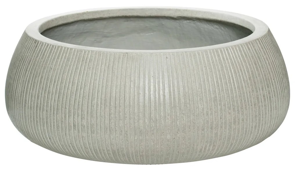 Pottery Pots Eileen virágcserép, világosszürke (függőleges hornyolás), többféle méretben – fazekas edények méret: XL - 14 cm, ⌀ 36 cm