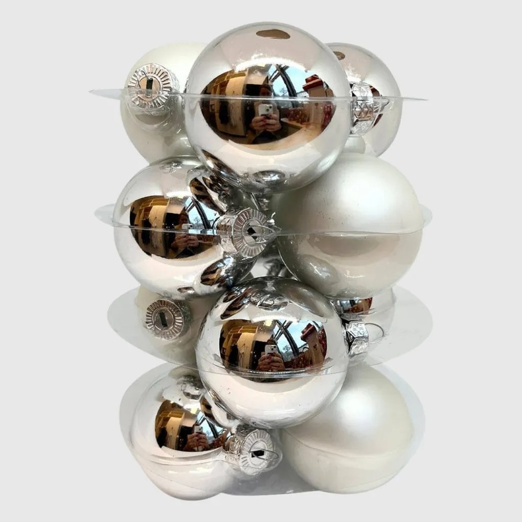 Silver ezüst üveg karácsonyi gömb szett 12*6cm