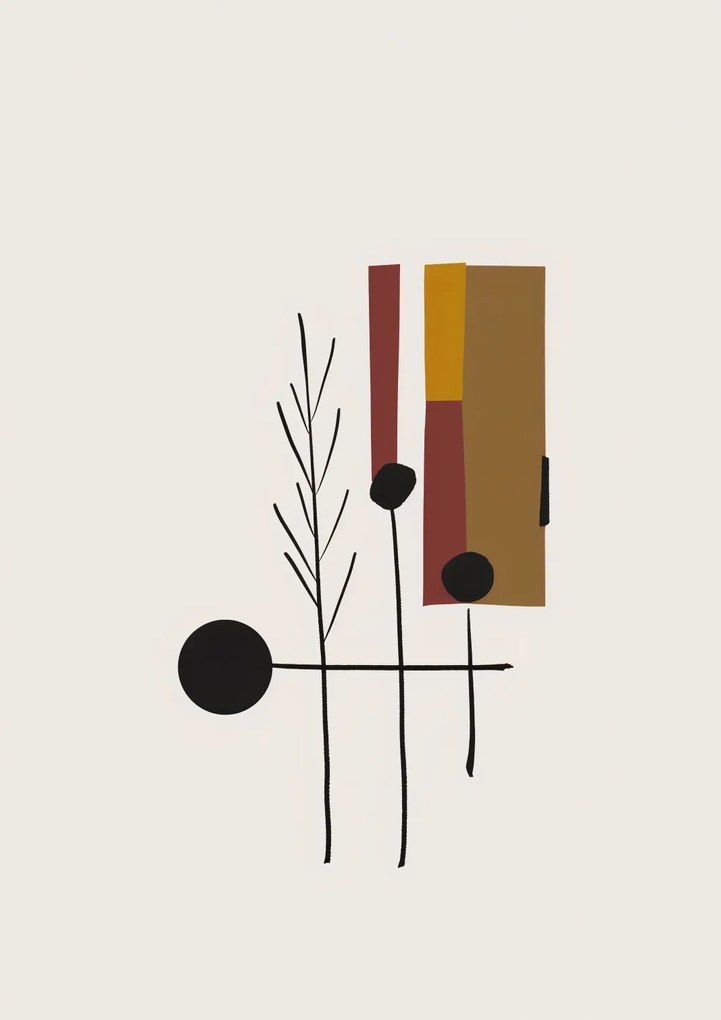 Poszter 21x29,7cm Fekete Lineáris Ágak