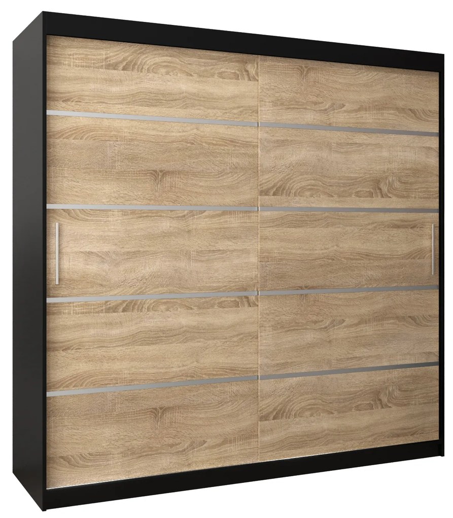 Ruhásszekrény 250 cm Verika 1 250 (fekete + szonoma tölgy). 1063749