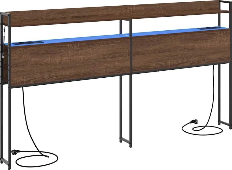 vidaXL Tároló fejtámla polcokkal tárolóval barna tölgy 180 cm Faanyag