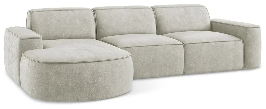 Krémszínű zsenília sarokkanapé (bal oldali-heverő résszel) Omao – Makamii