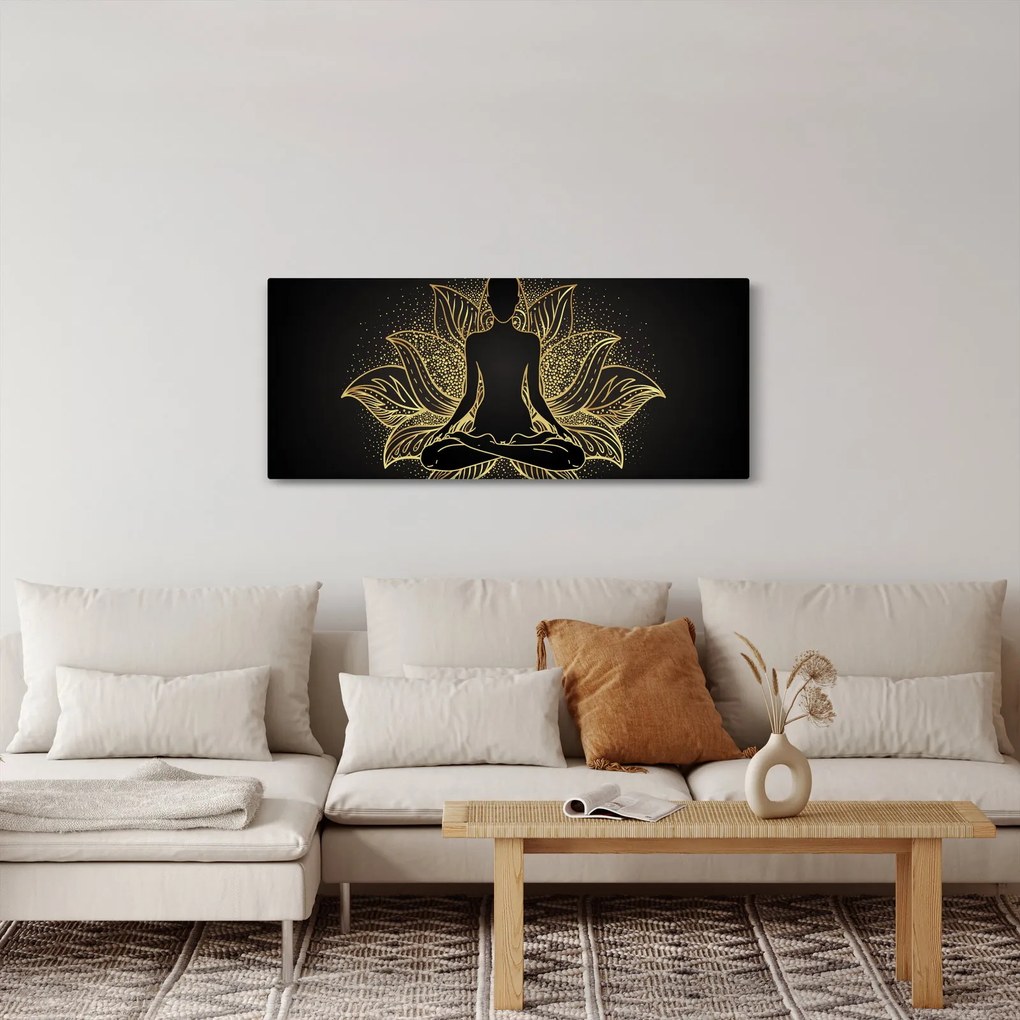 Egy lótuszvirág sziluettjének képe (120x50 cm)