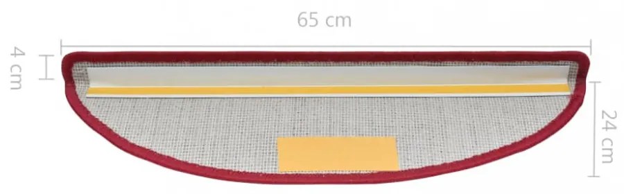 15 darab bordó lépcsőszőnyeg 65 x 24 x 4 cm