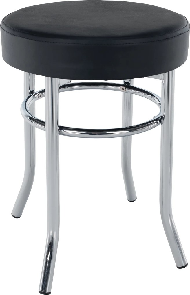 Puff, króm + textilbőr fekete, IRENA