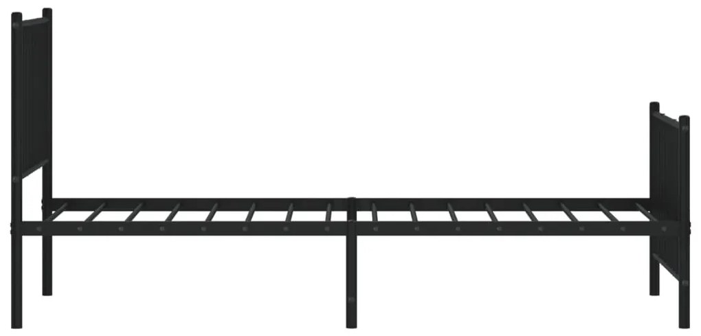 fekete fém ágykeret fej- és lábtámlával 75 x 190 cm