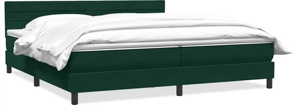 vidaXL sötétzöld bársony rugós ágy matraccal 180x220 cm
