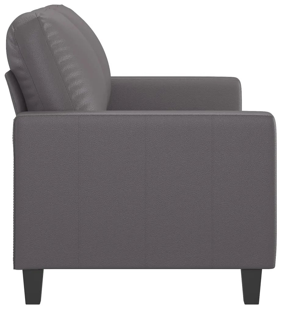 2 személyes szürke műbőr kanapé 120 cm
