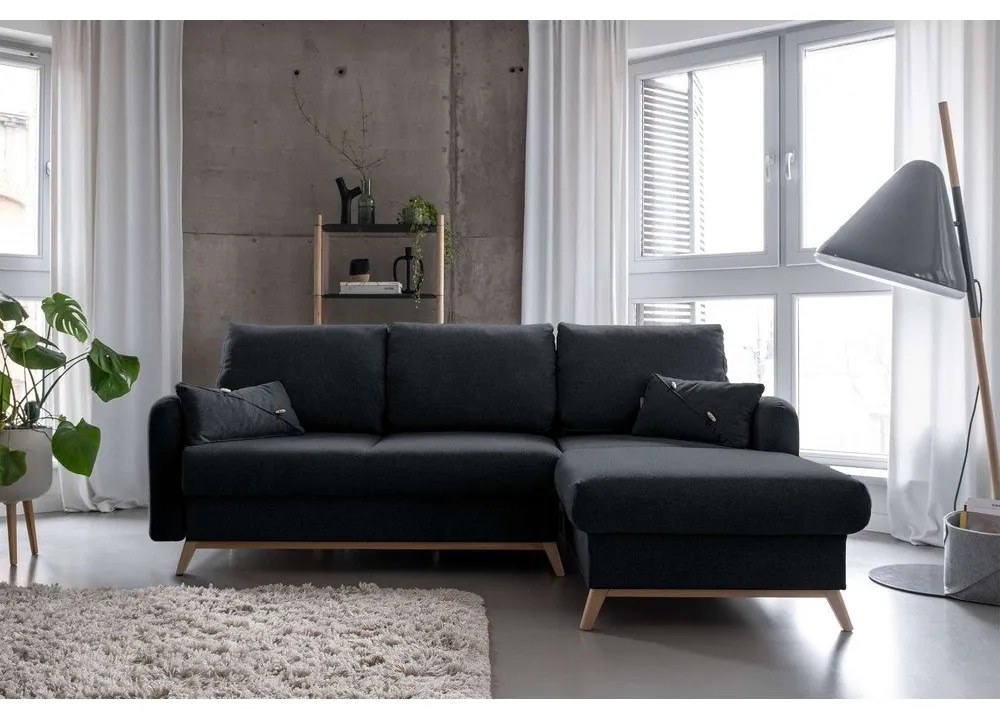 Scandic Lagom sötétszürke kinyitható sarokkanapé, jobb oldali - Miuform