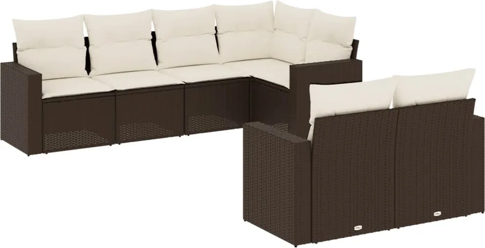 vidaXL 7 részes barna polyrattan kerti ülőgarnitúra párnákkal