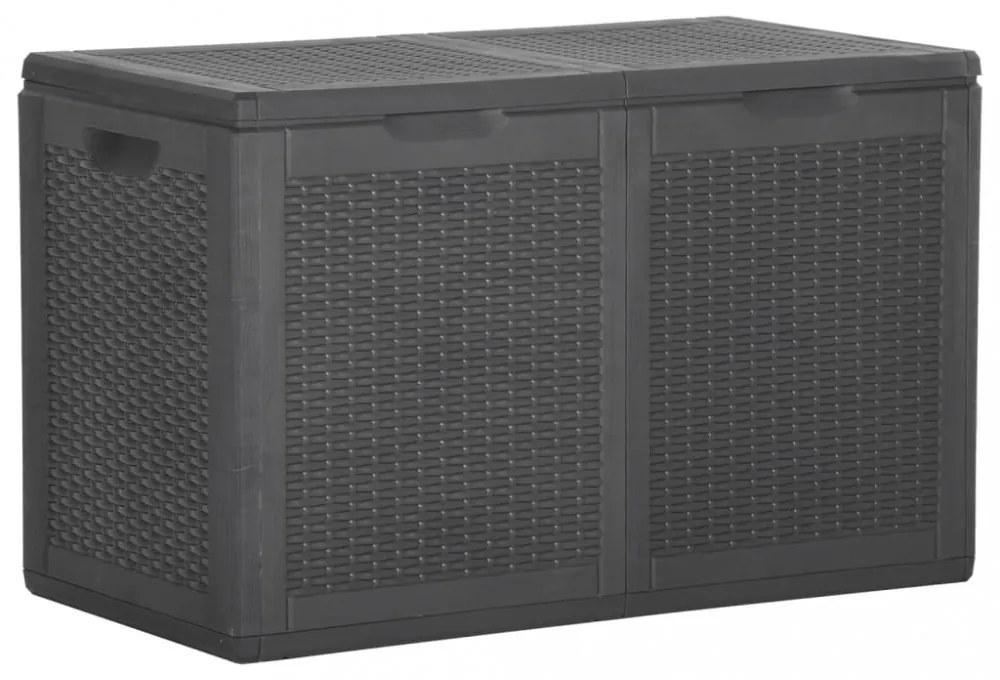 fekete PP rattan kerti tárolóláda 180 L