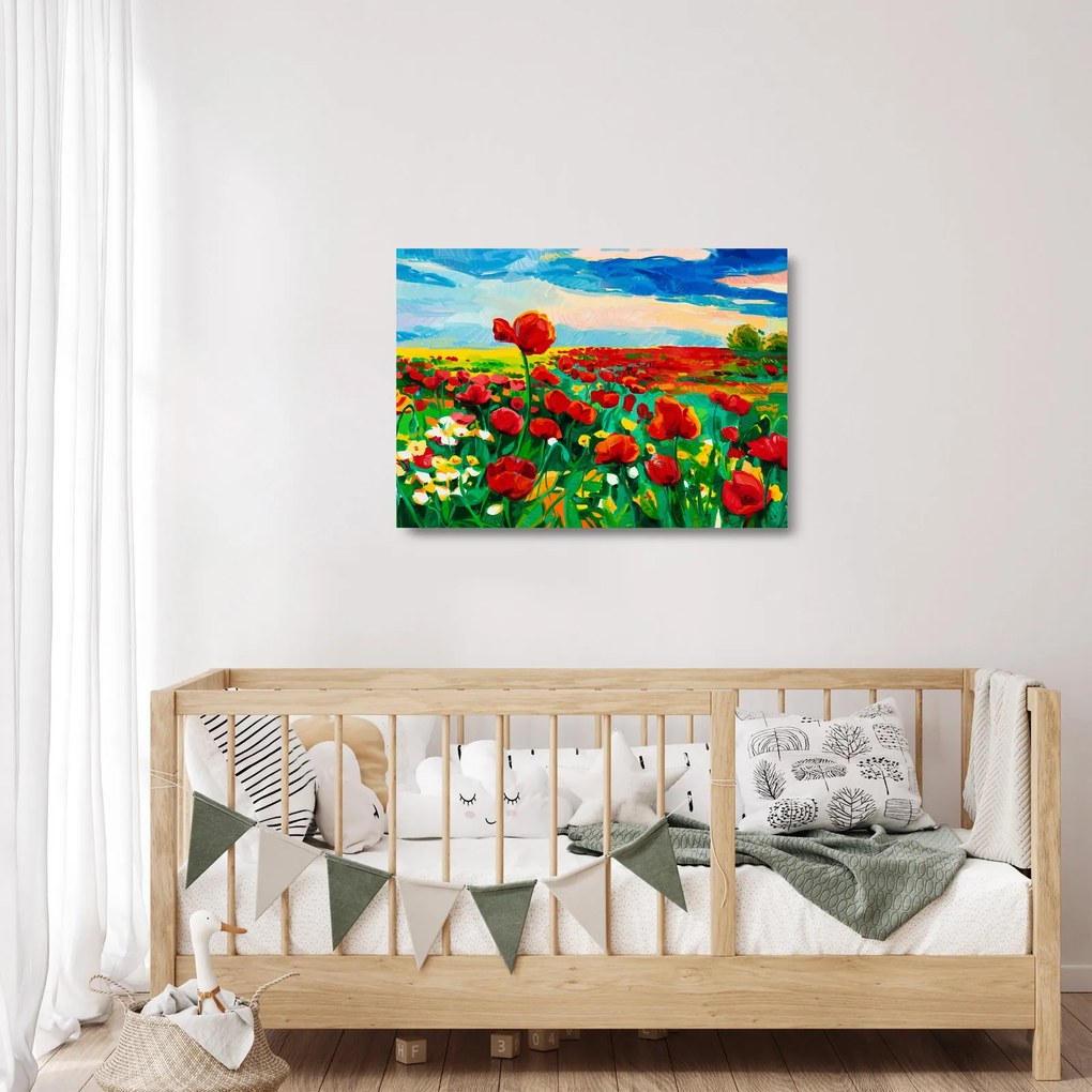 Kép egy mező mákkal (üvegen) (70x50 cm)