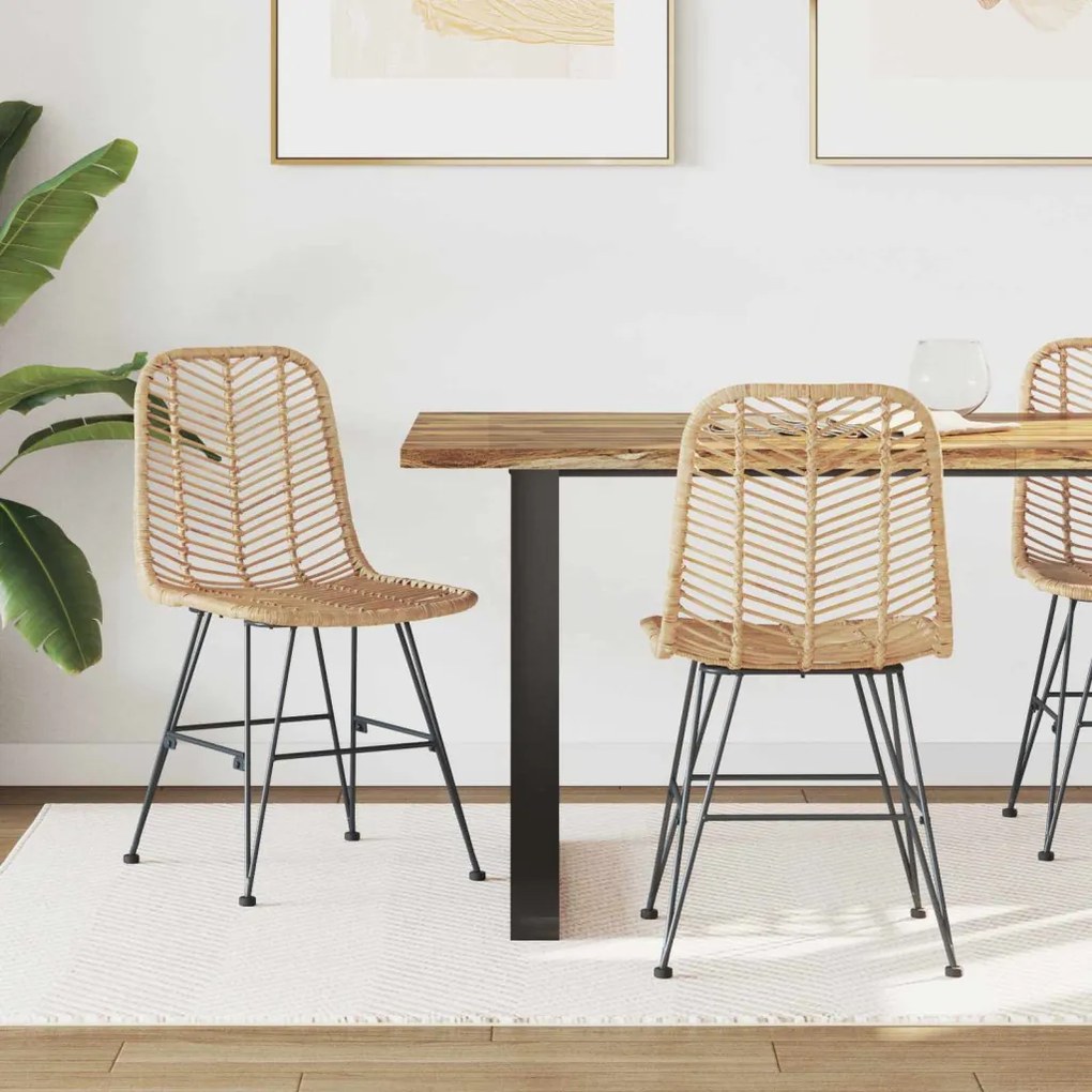 Étkezőszék 2 pcs Természetes 44.5 x 55 x 85 cm Rattan és Vas