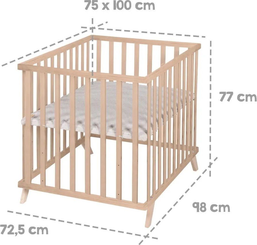 Natúr színű bükkfa járóka állítható magassággal 75x100 cm Lil Planet – Roba