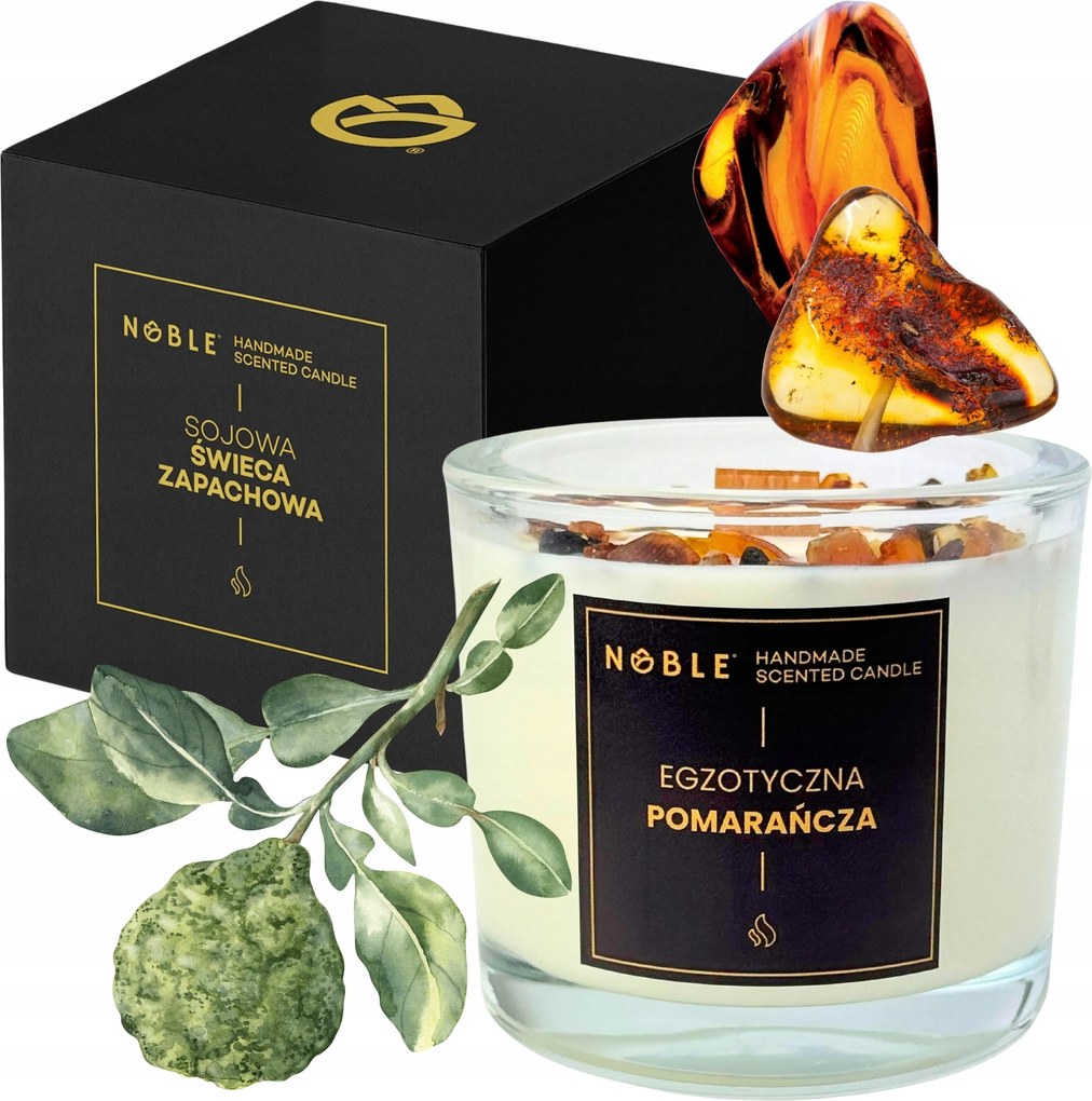 Szója illatgyertya fa kanóc egzotikus narancs Noble