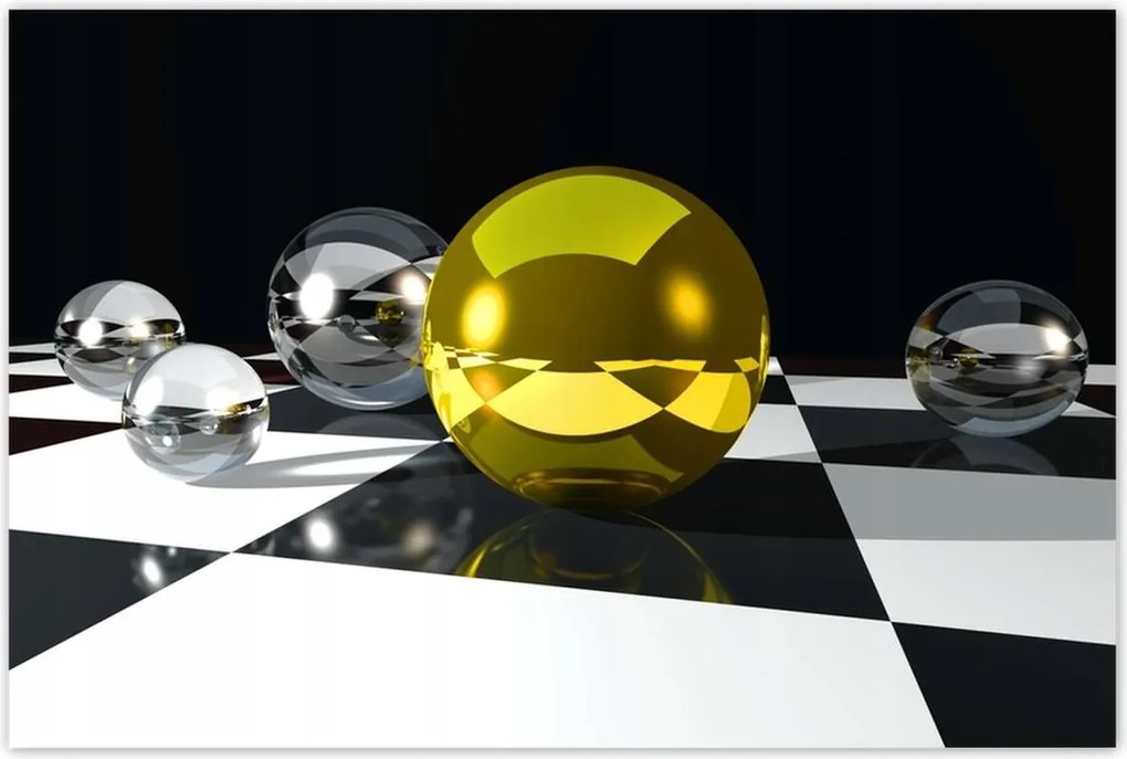 Poszterek 120x80 Sárga gömb a sakktáblán