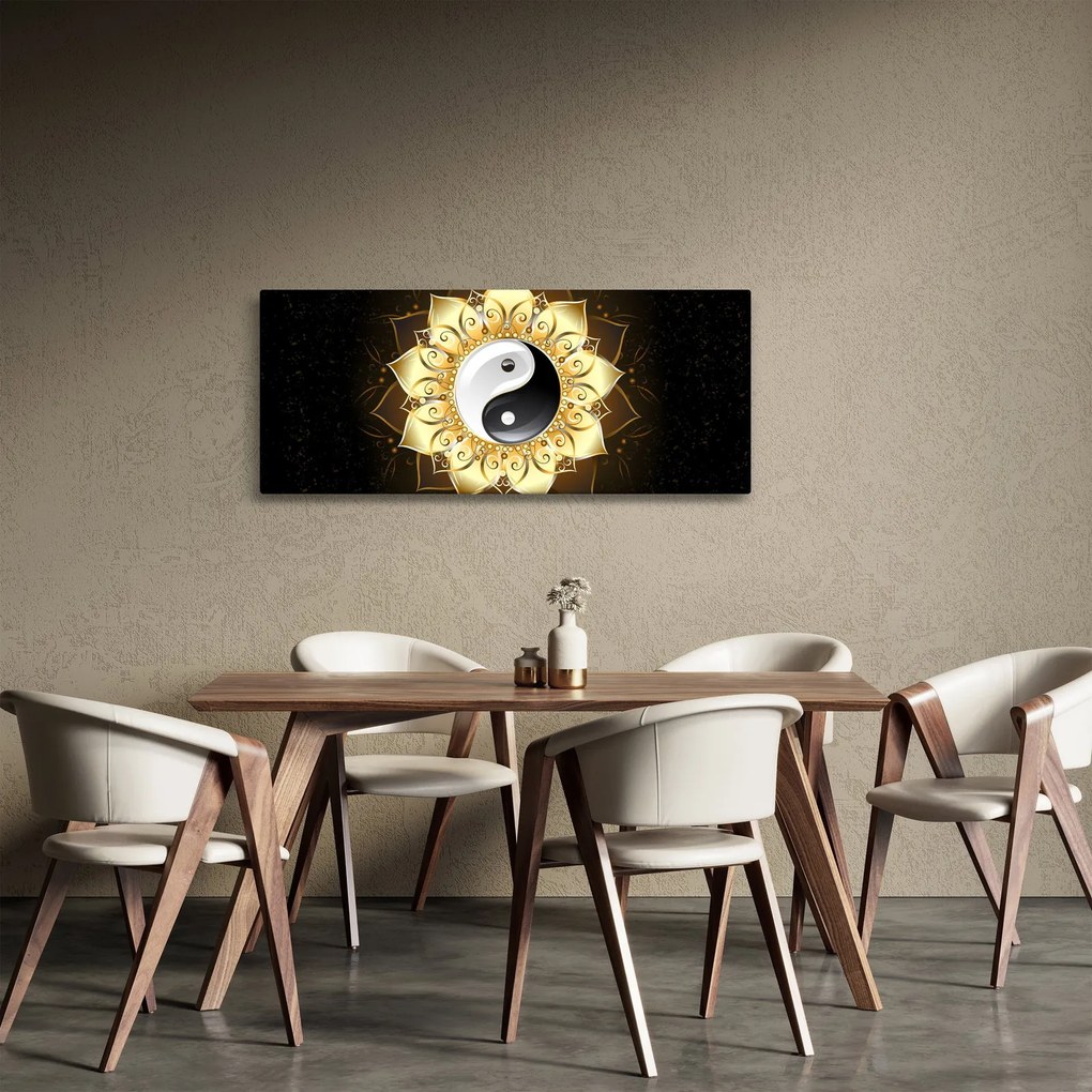 Kép - arany yin-yang (120x50 cm)