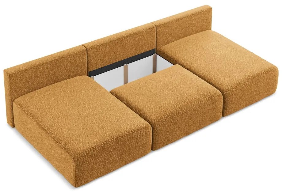 Narancssárga kinyitható-tárolóhelyes sarokkanapé Kalena – Makamii