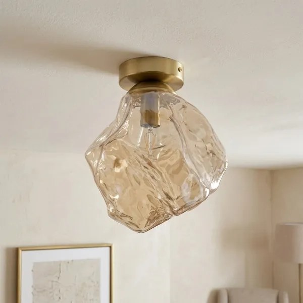 Mennyezeti lámpatest CRISTAL 1xE14/15W/230V sárgaréz/füstös bézs