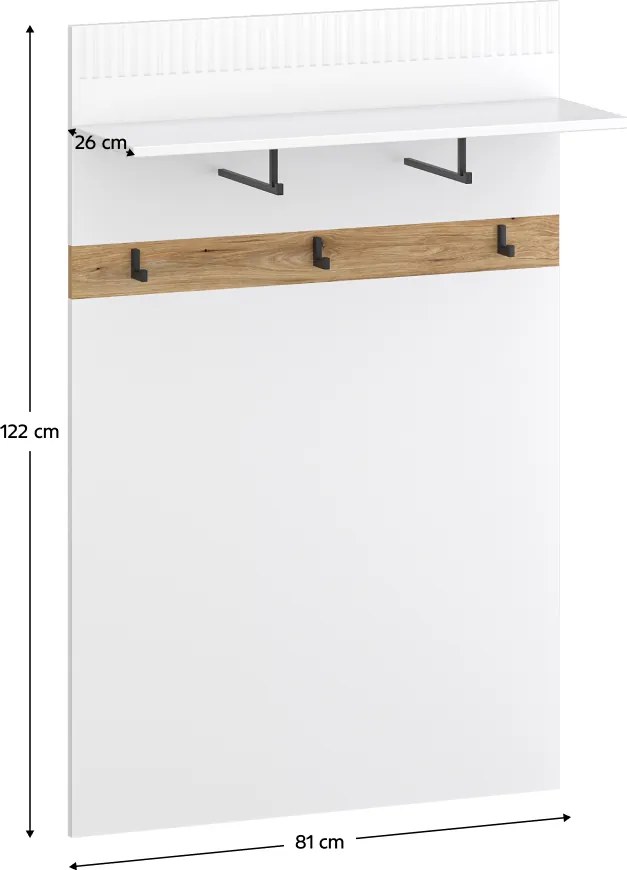 Fogas panel 80, fehér/evoke tölgy, VELIS