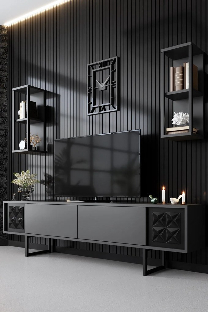 TV szekrény Black Line - Anthracite, Black