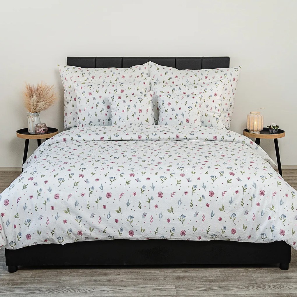 Kvalitex Krep lepedőhuzat Nyári rét, 240 x 200 cm,2x 70 x 90 cm, 240 x 200 cm, 2 db 70 x 90 cm