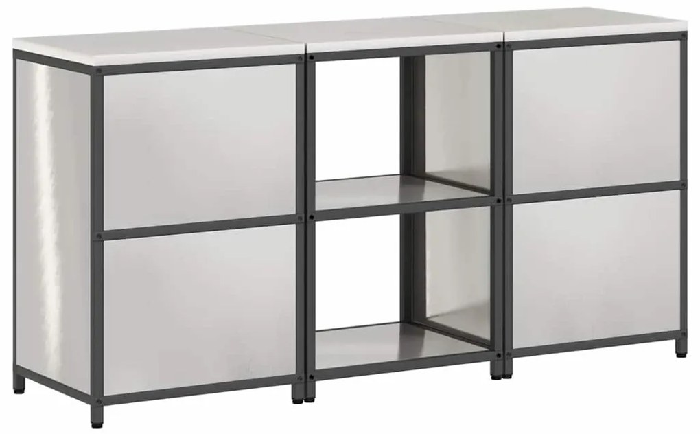 Konyhai Tároló Készlet polcokkal 3 pcs Ezüst 180 x 50 x 92 cm