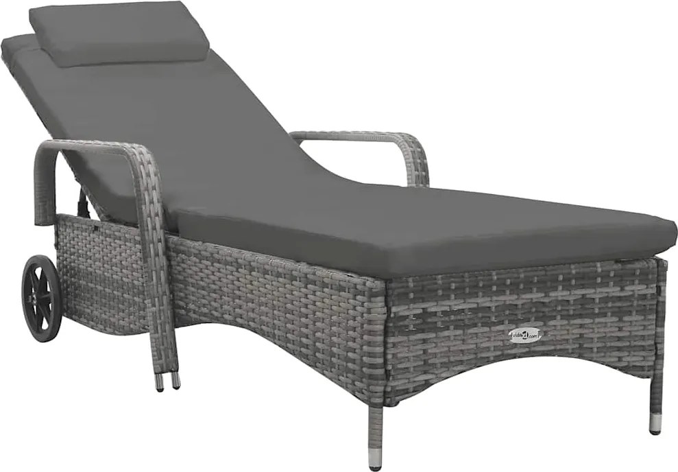 vidaXL antracitszürke kerekes polyrattan napozóágy