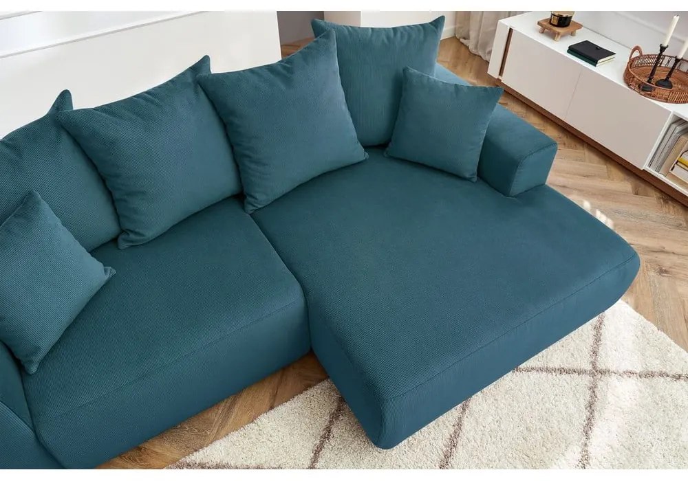 Kék bársony sarokkanapé Enjoy – Bobochic Paris