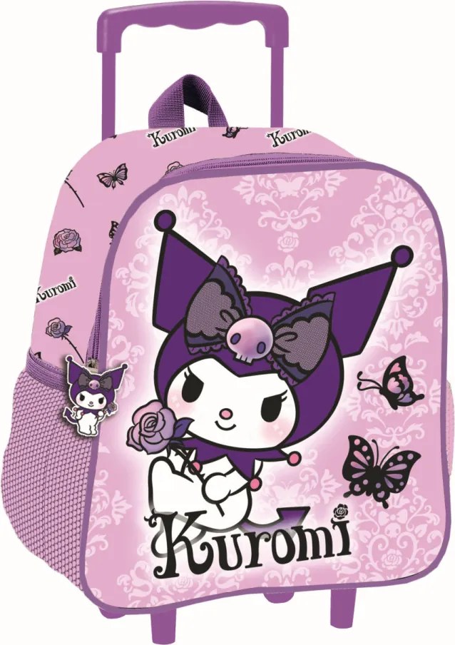 Hello Kitty Kuromi Purple gurulós ovis 3D hátizsák, táska 32 cm
