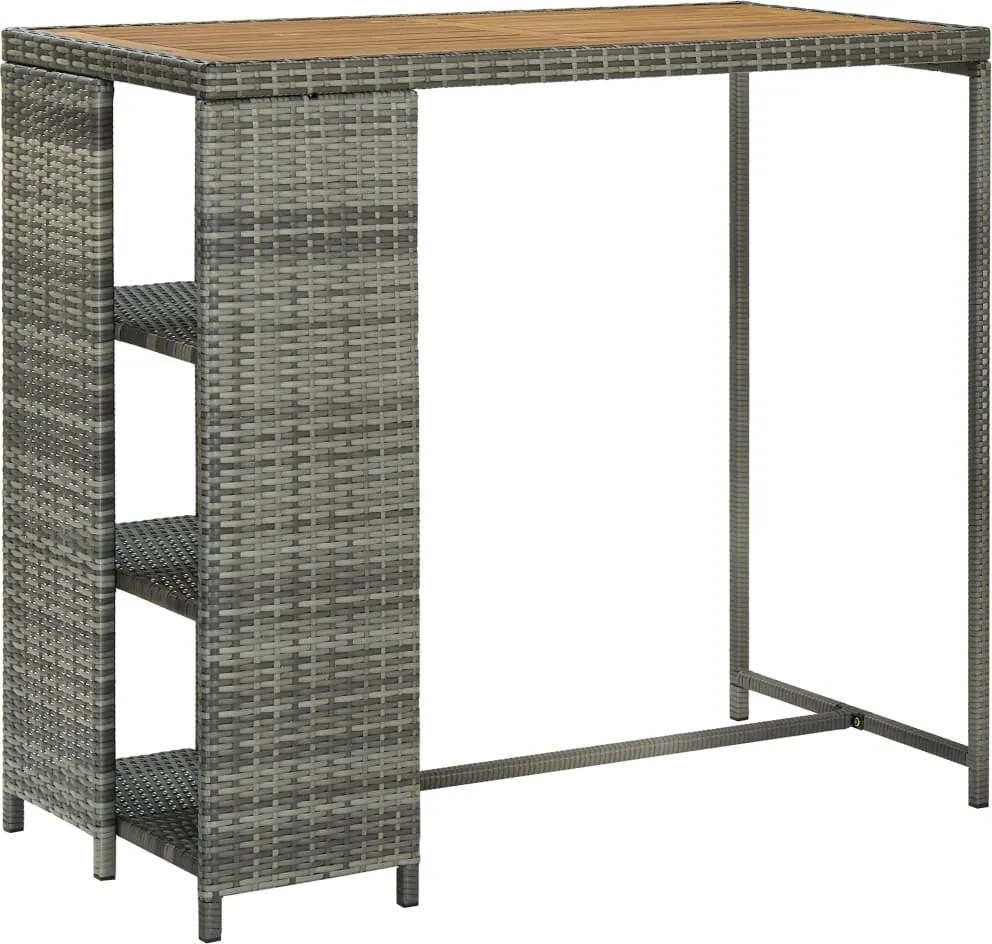 vidaXL szürke polyrattan bárasztal tárolópolccal 120 x 60 x 110 cm