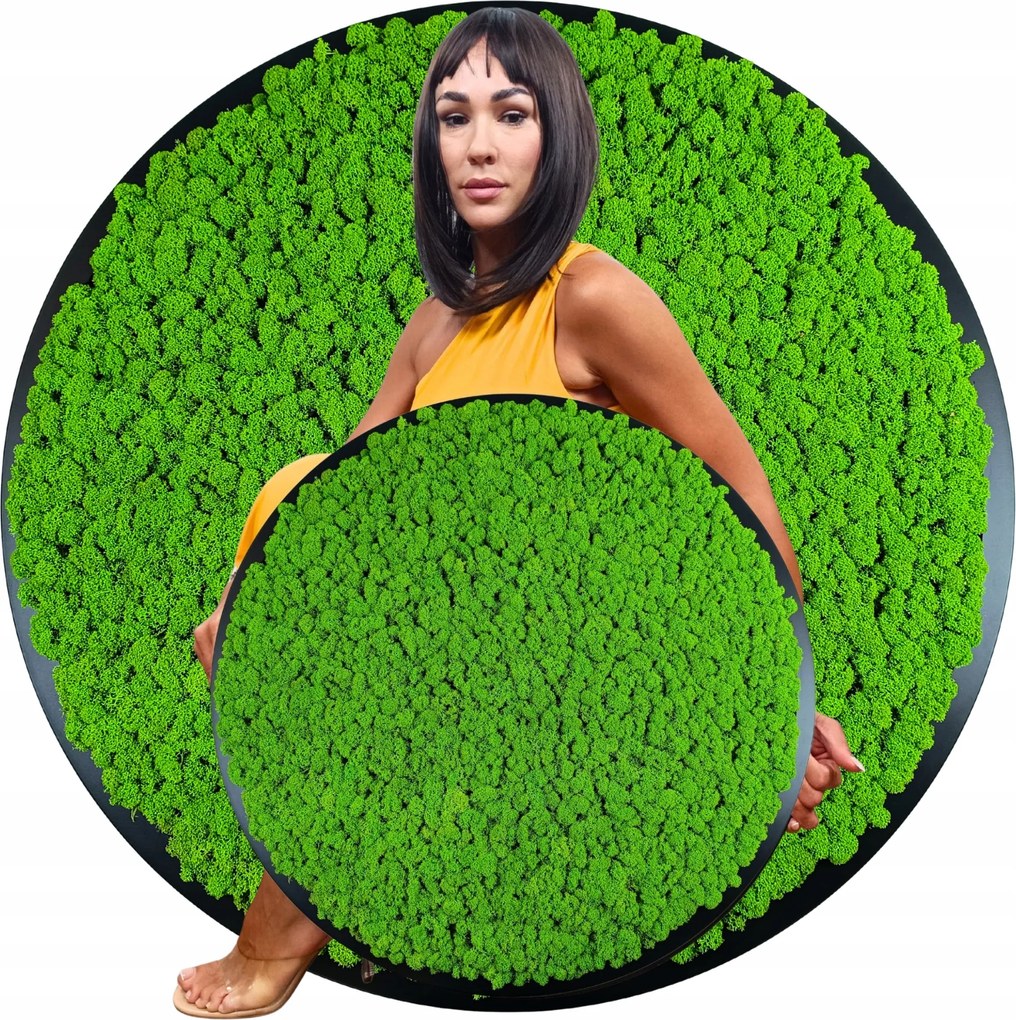 Vászonkép fa kerek fekete keretben Mohával 60cm átmérő