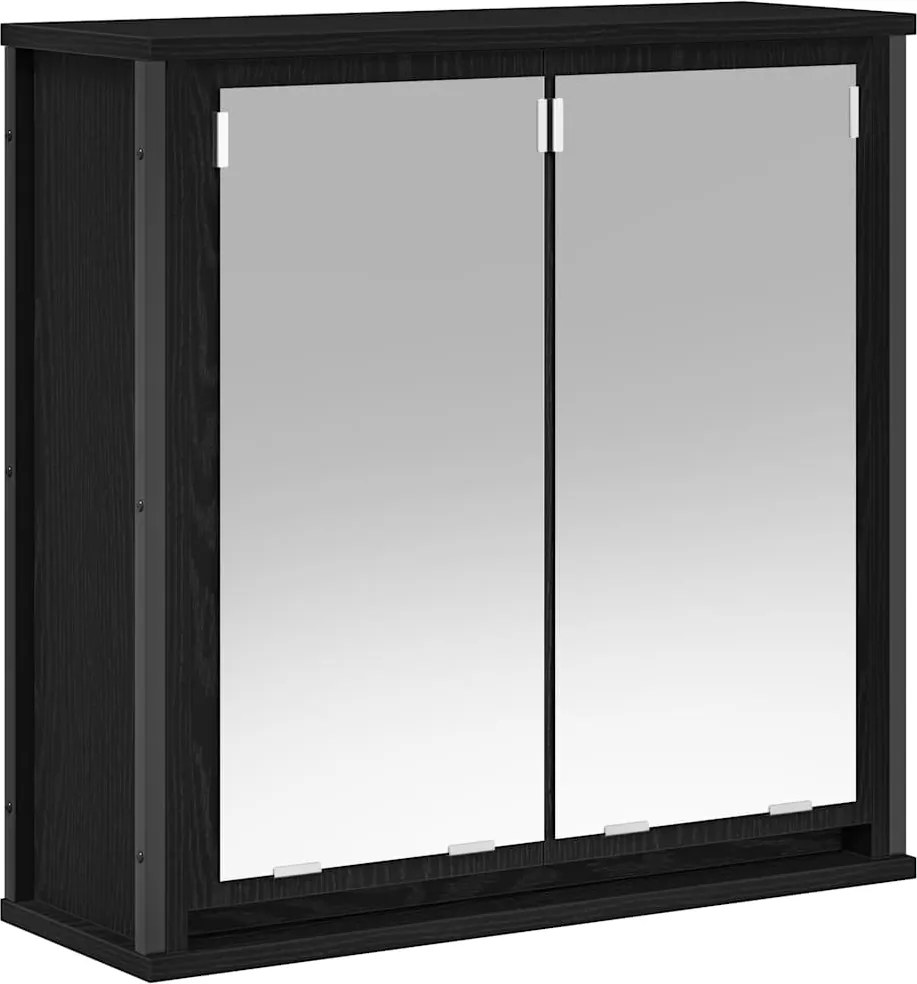 vidaXL fekete tölgy fürdőszoba fali szekrény tükörrel 60x21x60 cm