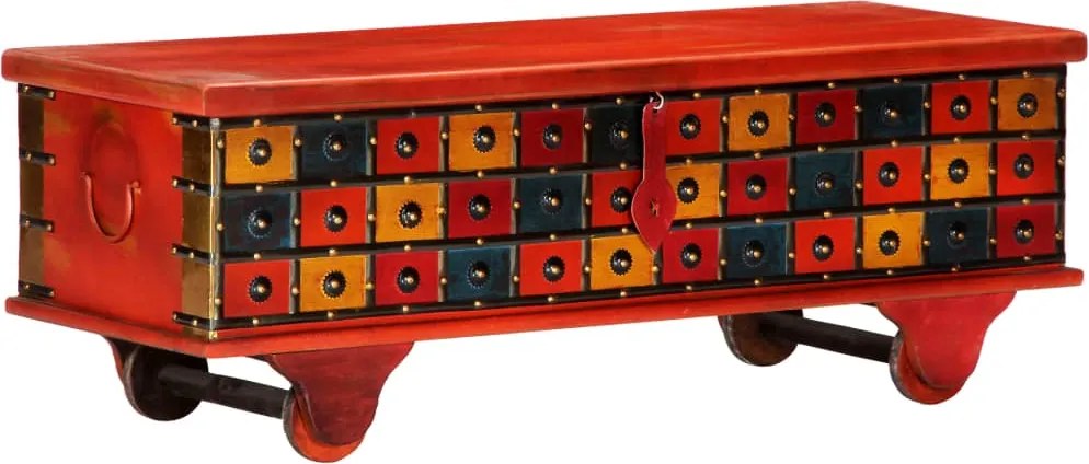 vidaXL piros tömör akácfa tárolóláda 110 x 40 x 40 cm