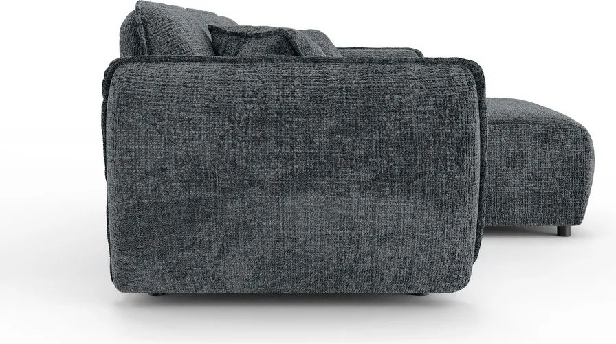 Sötétszürke zsenília sarokkanapé (jobb oldali-heverő résszel) Nelia – Ropez
