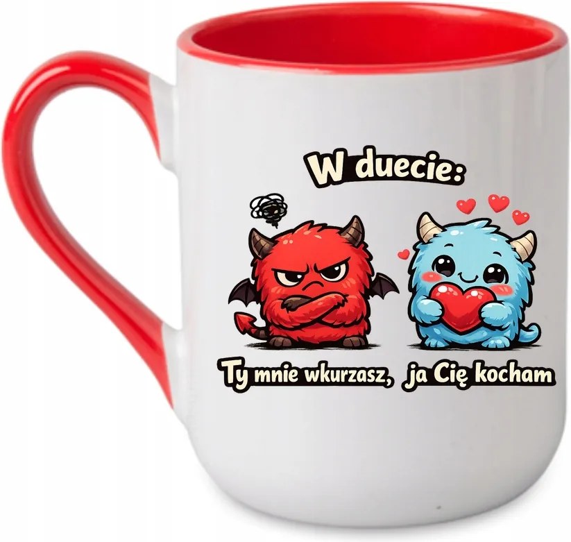 Bögre Duettben Te idegesítesz engem Én szeretlek Valentin nap Piros 330 coffee