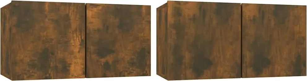 vidaXL 2 db füstös tölgy színű függő TV-szekrény 60 x 30 x 30 cm