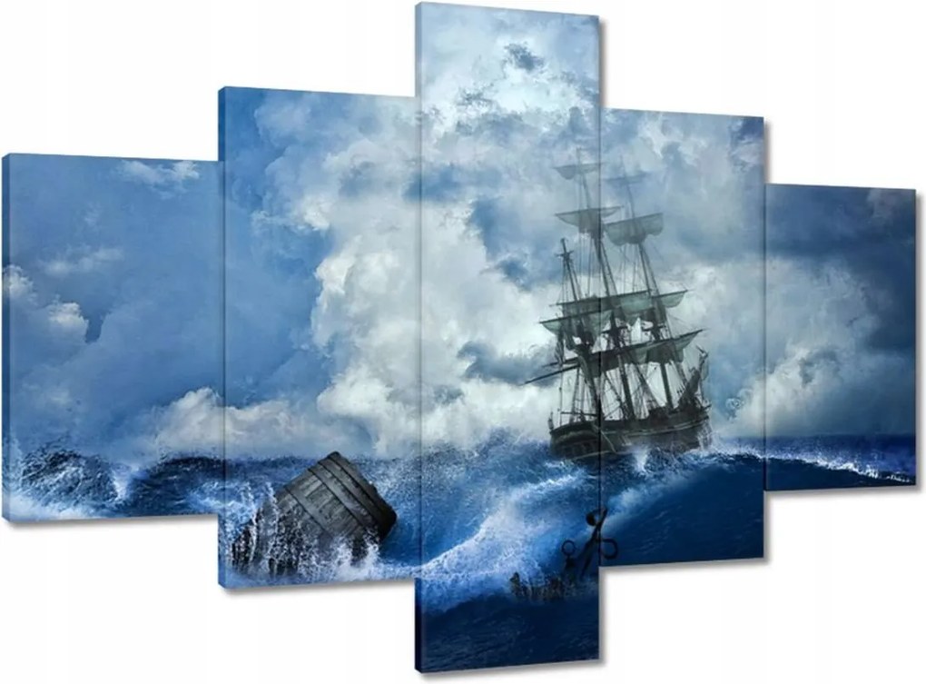 Vászonkép 100x70 Vihar Tenger Hajó Tájkép