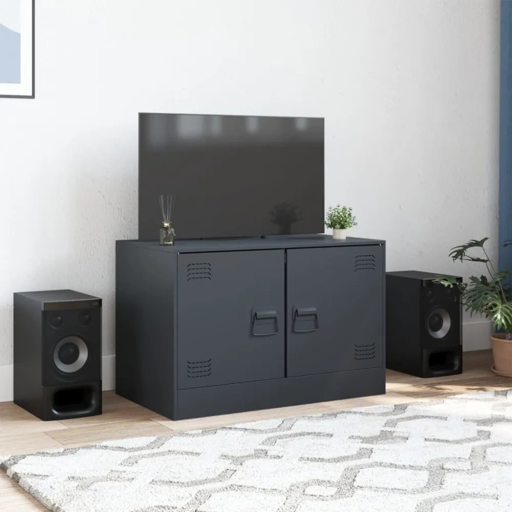 antracitszürke acél TV-szekrény 67 x 39 x 44 cm