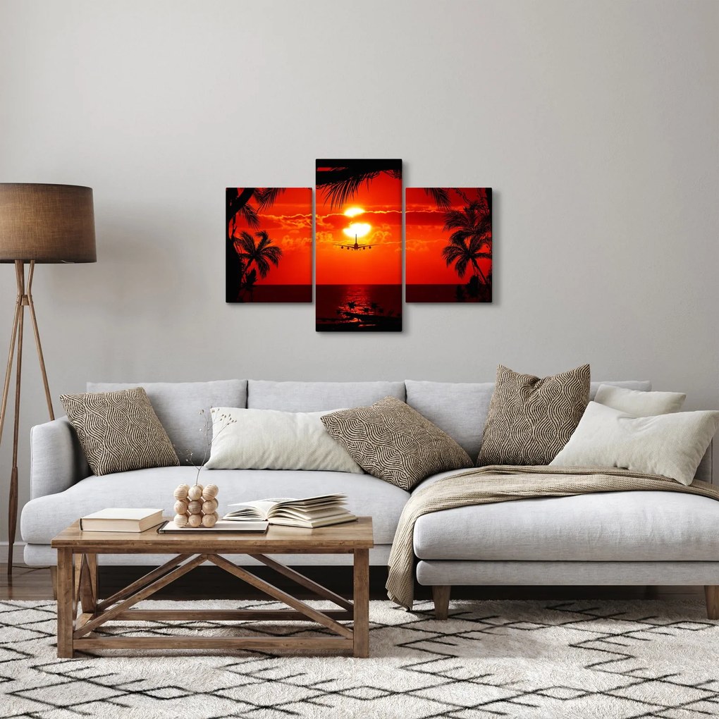 Kép - naplemente repülőgéppel (90x60 cm)