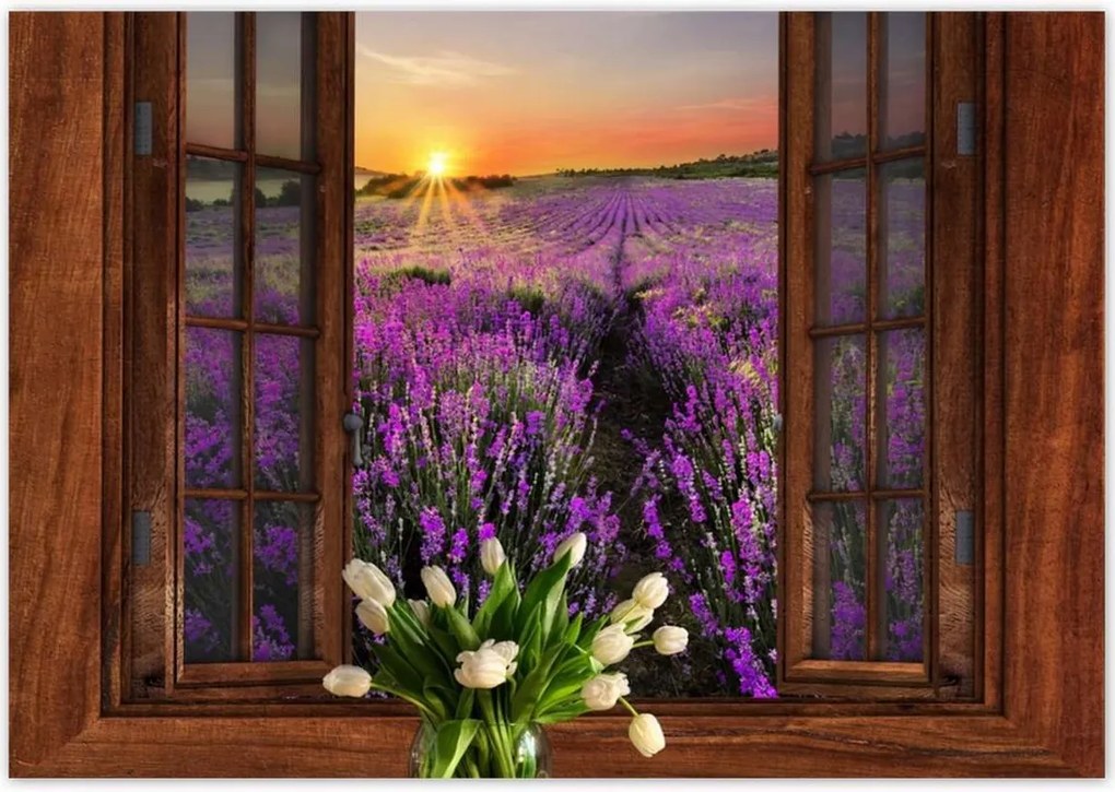 Poszterek 100x70 Kilátás az ablakból a levendulára