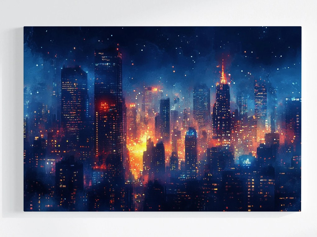 Vászonkép Canvas Város Panoráma Felhőkarcolók Éjszakai Fény Kilátás 60x40