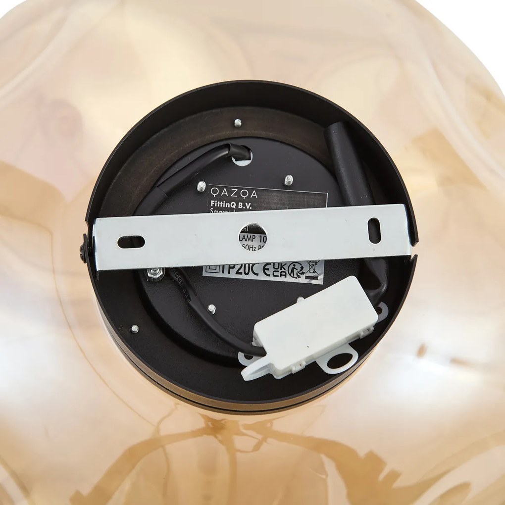 Design mennyezeti lámpa fekete borostyánsárga üveggel - Gemma