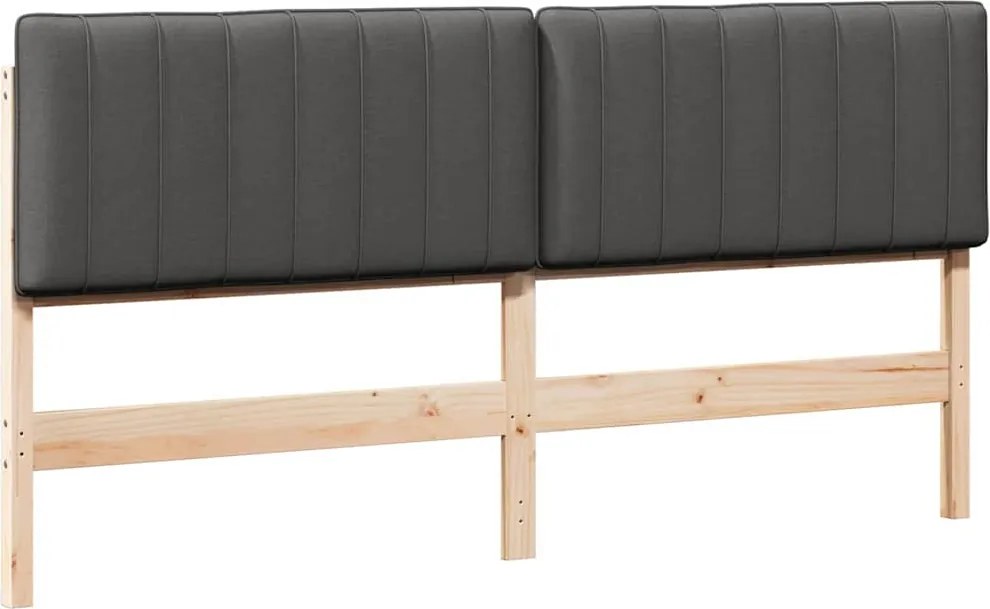 vidaXL Kárpitozott fejtámla Barna és sötétszürke 180 cm Tömör fenyőfa