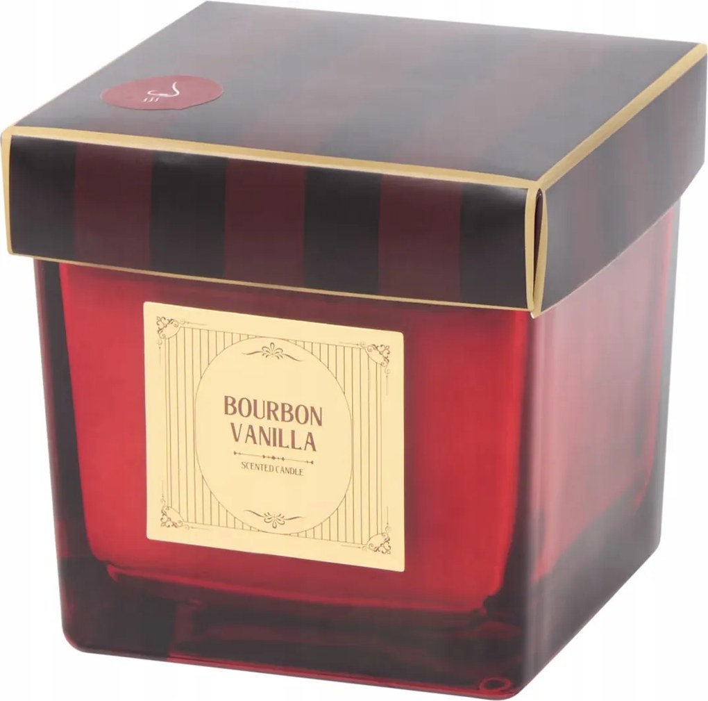 Illatgyertya 8x8x8cm Piros Bourbon Vanilla