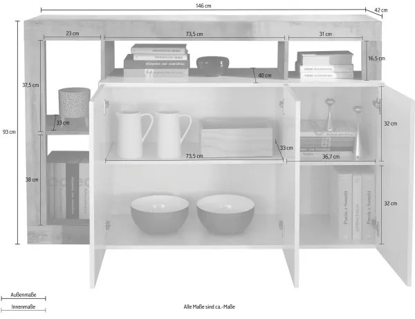 LENOR komód fehér/antracit