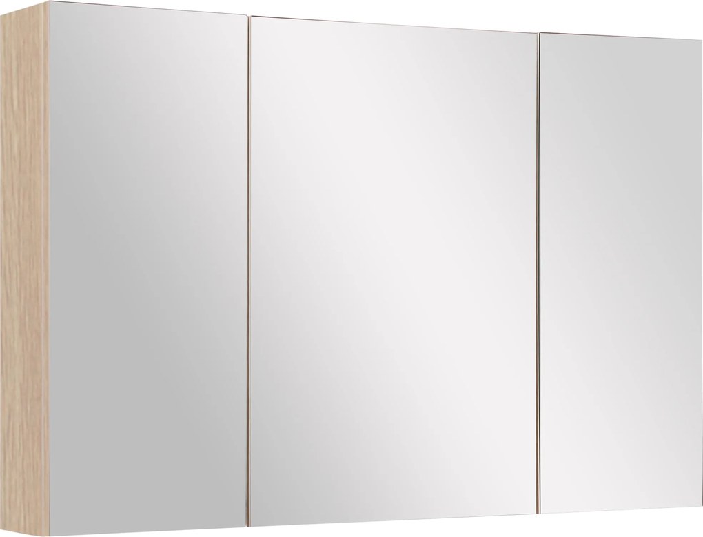 kleankin Tükörrel Ellátott Fürdőszekrény 3 Ajtóval és Magasságban Állítható Polcokkal Modern Stílus 90x60x13.5 cm Tölgy | Aosom