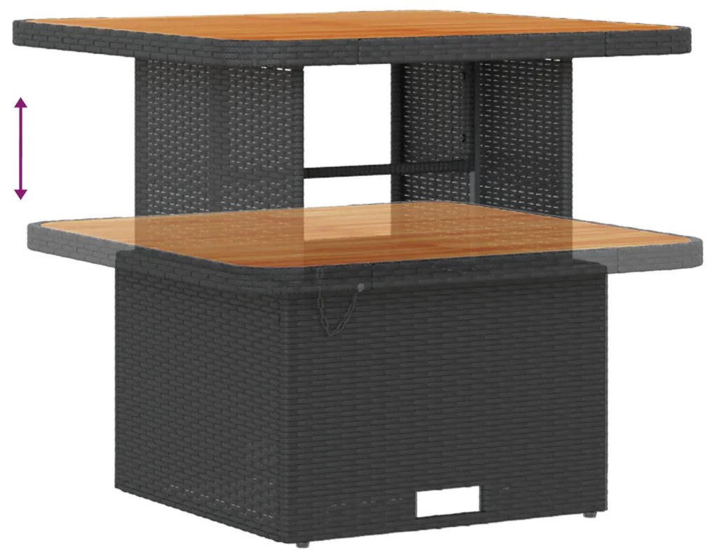 8 részes kerti kanapé szett párnákkal fekete poly rattan akáccal, 3 részes kerti étkező szett párnákkal fekete poly rattan akáccal
