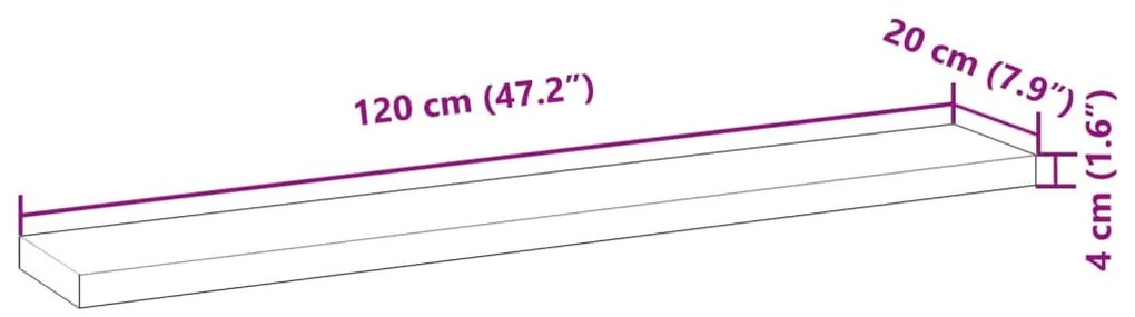 4 db olajbevonatú tömör akácfa függőpolc 120 x 20 x 4 cm